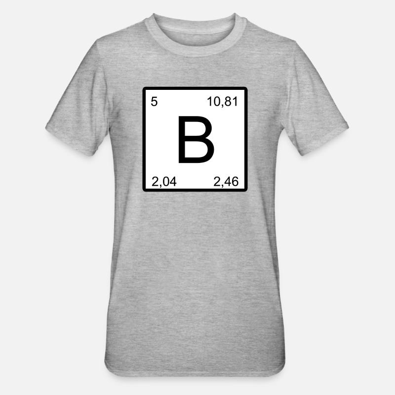 B Element Zahlenkunst Bor - Unisex Polycotton T-Shirt - Grau meliert