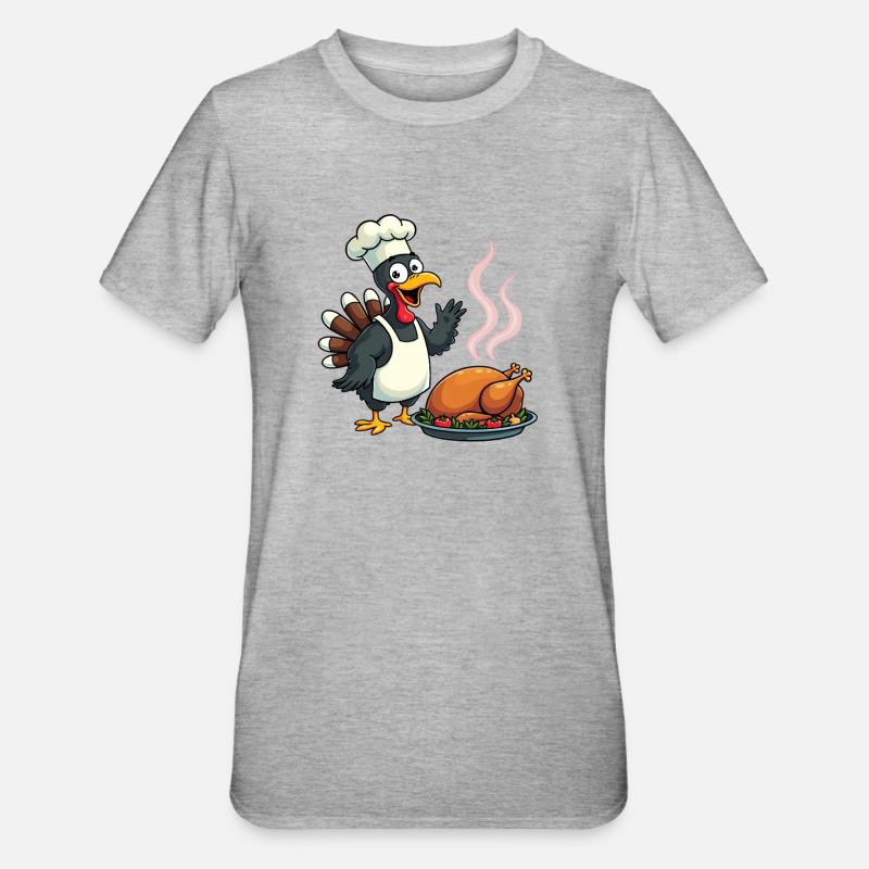Cuisinier de dinde de Thanksgiving - T-shirt polycoton Unisexe - gris chiné