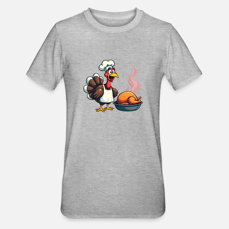 Cuisinier de dinde de Thanksgiving - T-shirt polycoton Unisexe - gris chiné