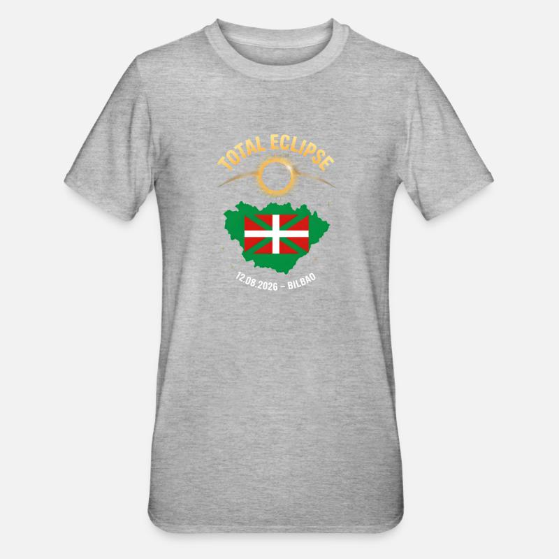 Total Solar Eclipse Bilbao 2026 - Unisex Polycotton T-Shirt - heather grey