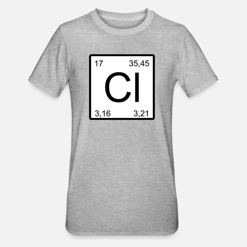 Chlor Quadrat Element Design - Unisex Polycotton T-Shirt - Grau meliert