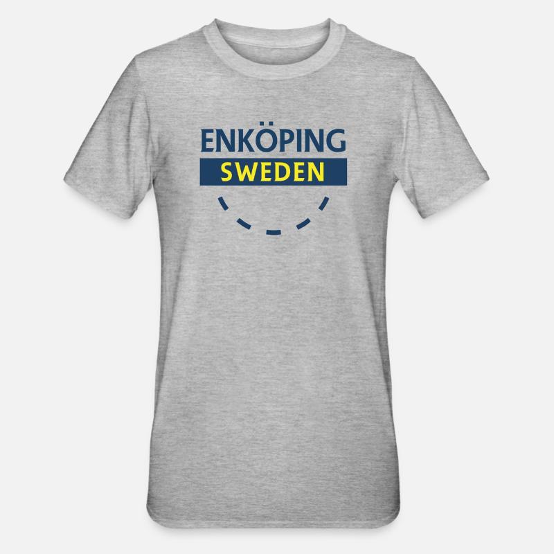 Enköping Schweden Schildabzeichen - Unisex Polycotton T-Shirt - Grau meliert