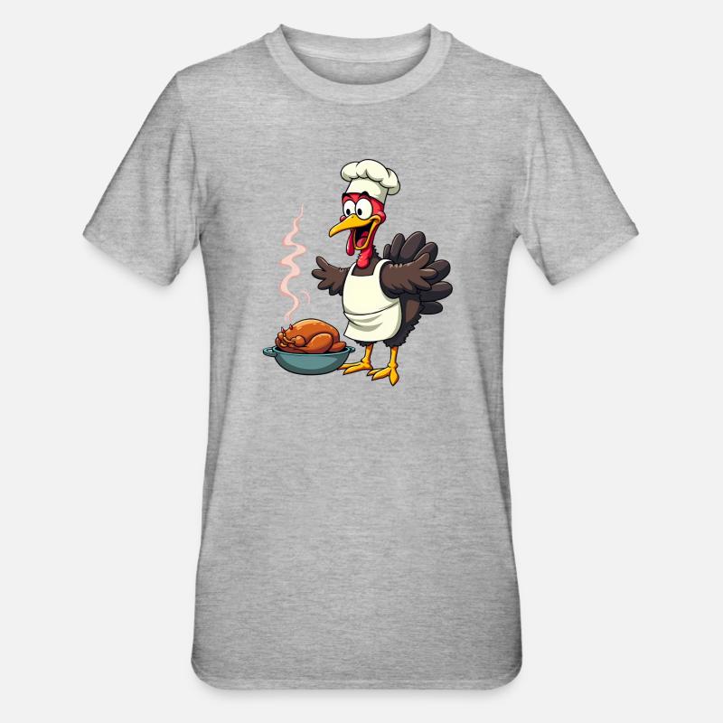 Cuisinier de dinde de Thanksgiving - T-shirt polycoton Unisexe - gris chiné