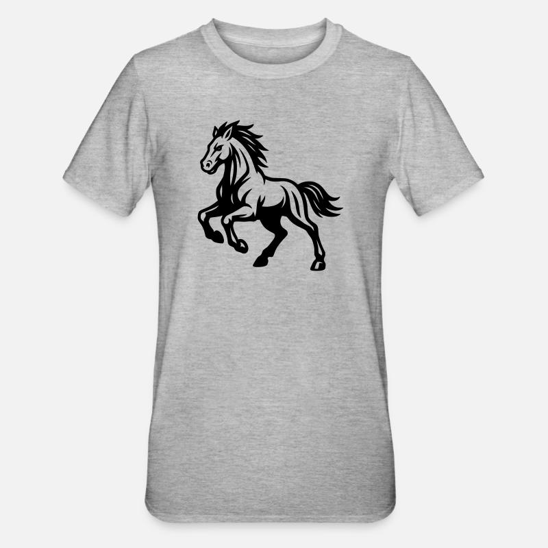 Cheval - T-shirt polycoton Unisexe - gris chiné