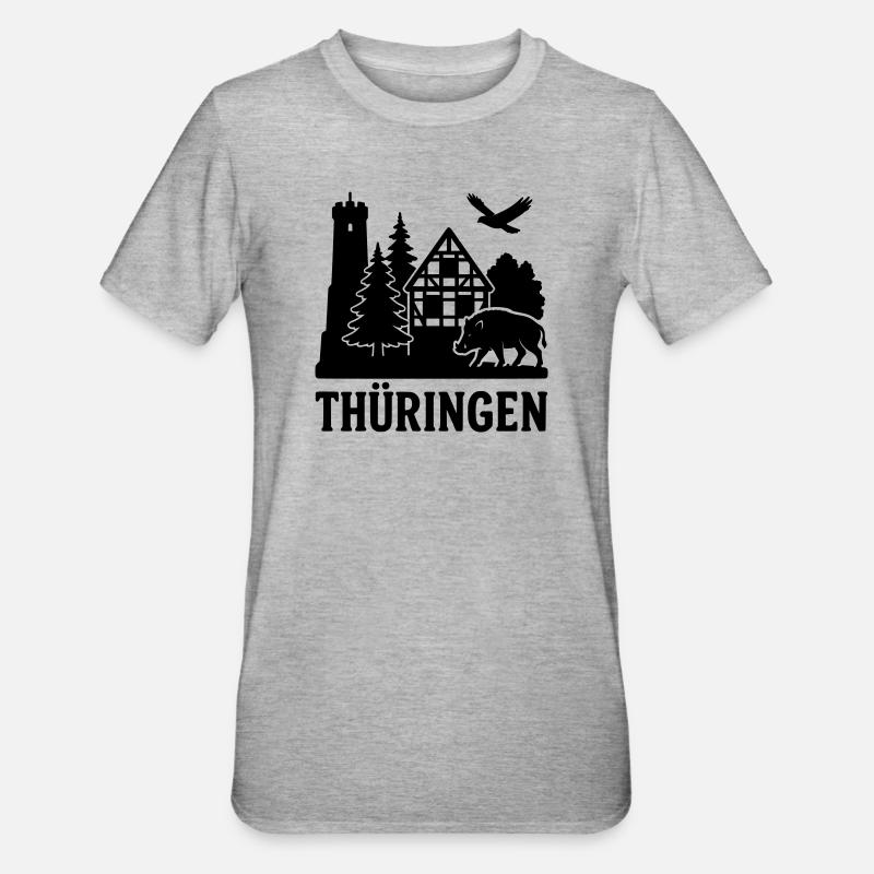 Silhouette Thuringe - T-shirt polycoton Unisexe - gris chiné