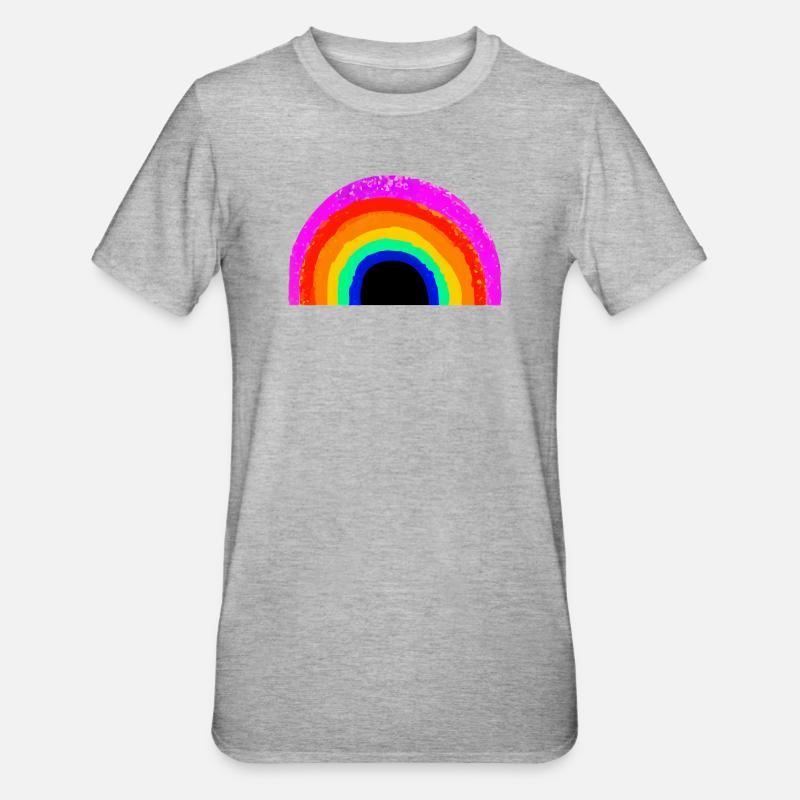 Lebendiger Regenbogenbogen - Unisex Polycotton T-Shirt - Grau meliert