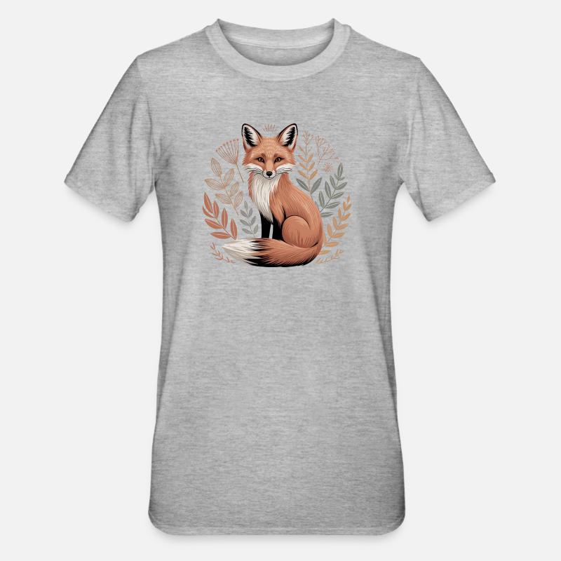 Boho Fox - Unisex Polycotton T-Shirt - heather grey
