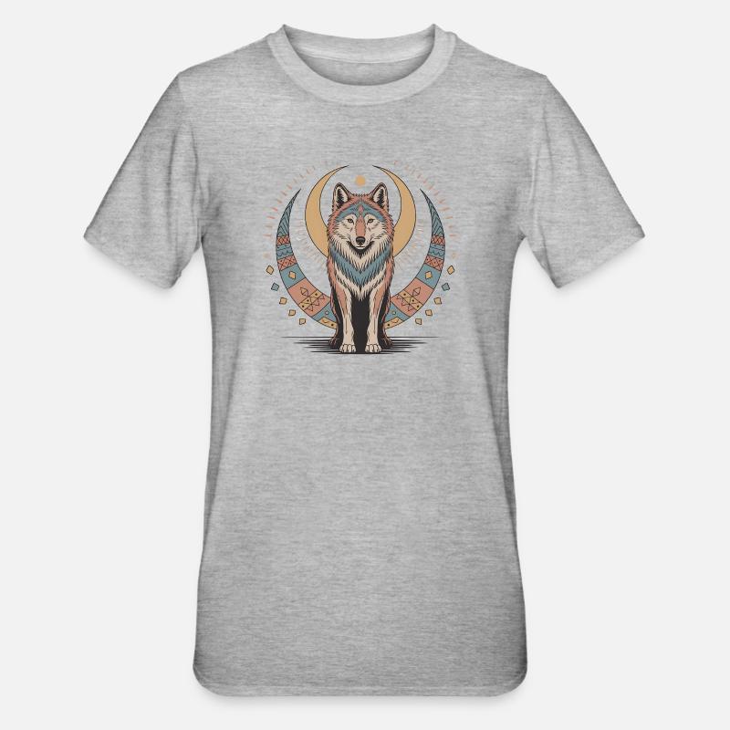 Boho Wolf - Unisex Polycotton T-Shirt - heather grey