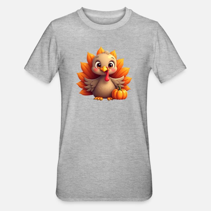 Bébé dinde de Thanksgiving - T-shirt polycoton Unisexe - gris chiné