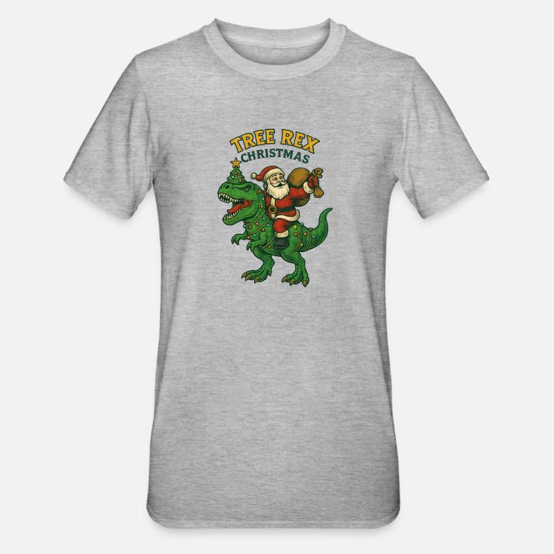 Noël - Tree Rex Christmas - T-shirt polycoton Unisexe - gris chiné