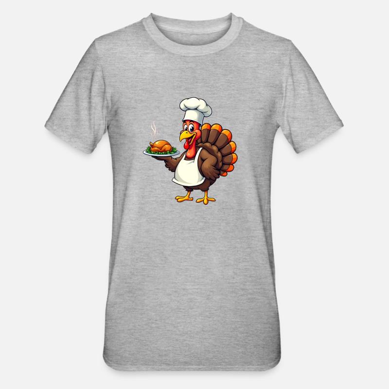 Cuisinier de dinde de Thanksgiving Thanksgiving - T-shirt polycoton Unisexe - gris chiné