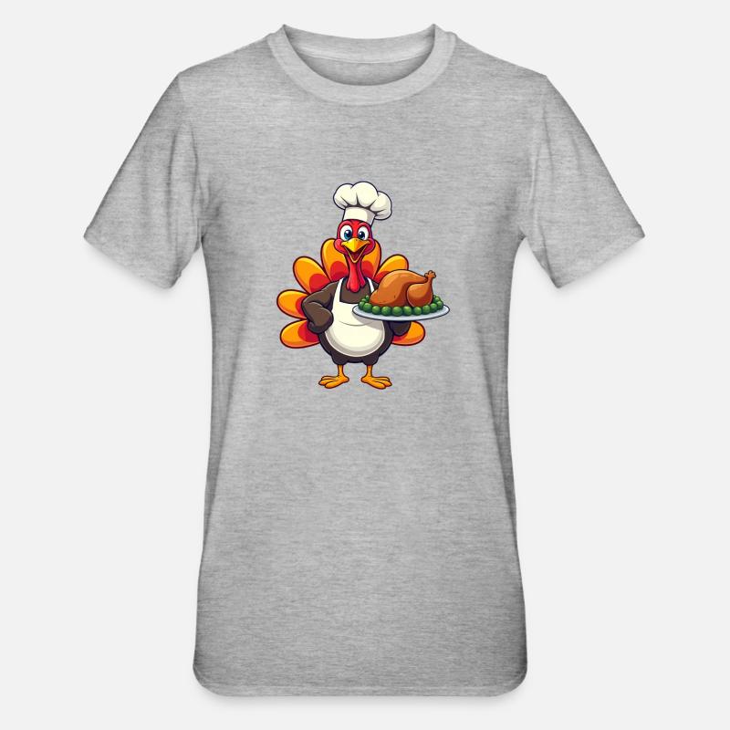 Cuisinier de dinde de Thanksgiving Thanksgiving - T-shirt polycoton Unisexe - gris chiné