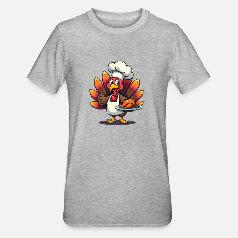 Cuisinier de dinde de Thanksgiving Thanksgiving - T-shirt polycoton Unisexe - gris chiné