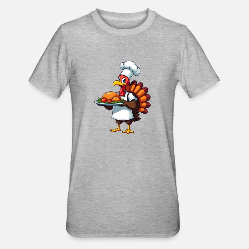 Cuisinier de dinde de Thanksgiving Thanksgiving - T-shirt polycoton Unisexe - gris chiné