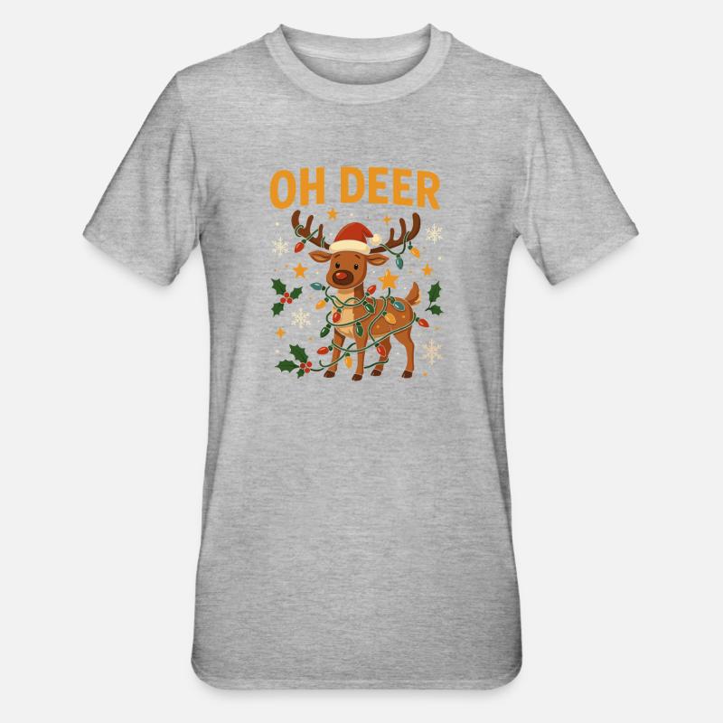 Conception de Noël de renne mignon - T-shirt polycoton Unisexe - gris chiné