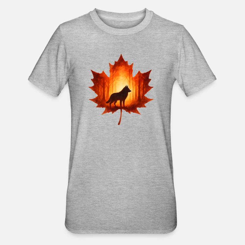 Herbst mit Wolf elegant - Unisex Polycotton T-Shirt - Grau meliert