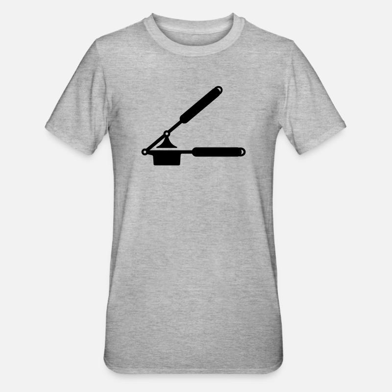 Knoblauch Presse oder Spätzle Presse - Unisex Polycotton T-Shirt - Grau meliert