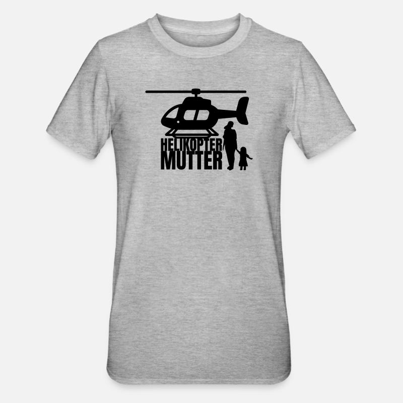 Helikopter Mutter Spruch Humor - Unisex Polycotton T-Shirt - Grau meliert