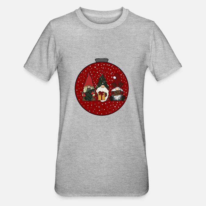 Weihnachtskugel  - Unisex Polycotton T-Shirt - Grau meliert
