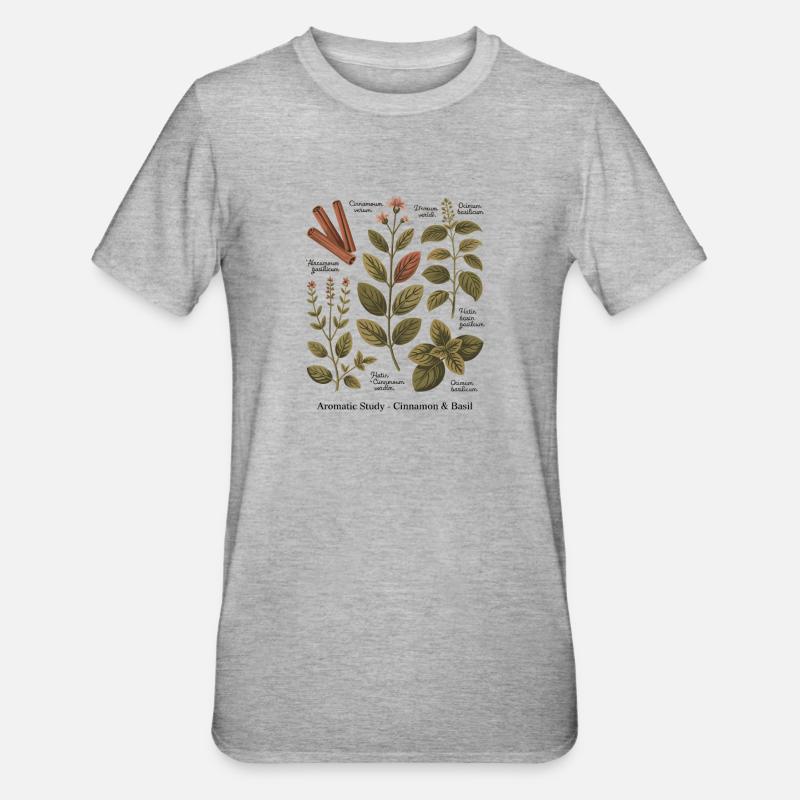 Aromatic Study – Cinnamon & Basil - Unisex Polycotton T-Shirt - heather grey