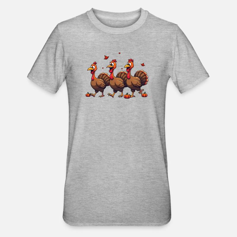 Bébé dinde de Thanksgiving - T-shirt polycoton Unisexe - gris chiné