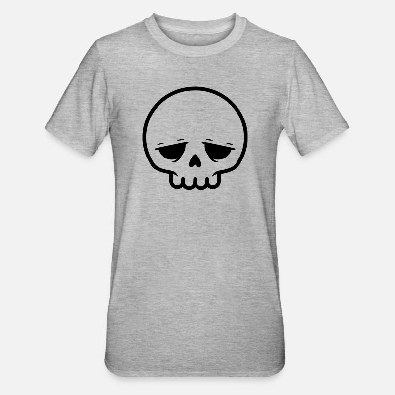 Trauriger Totenkopf | Emo & Goth Design - Unisex Polycotton T-Shirt - Grau meliert