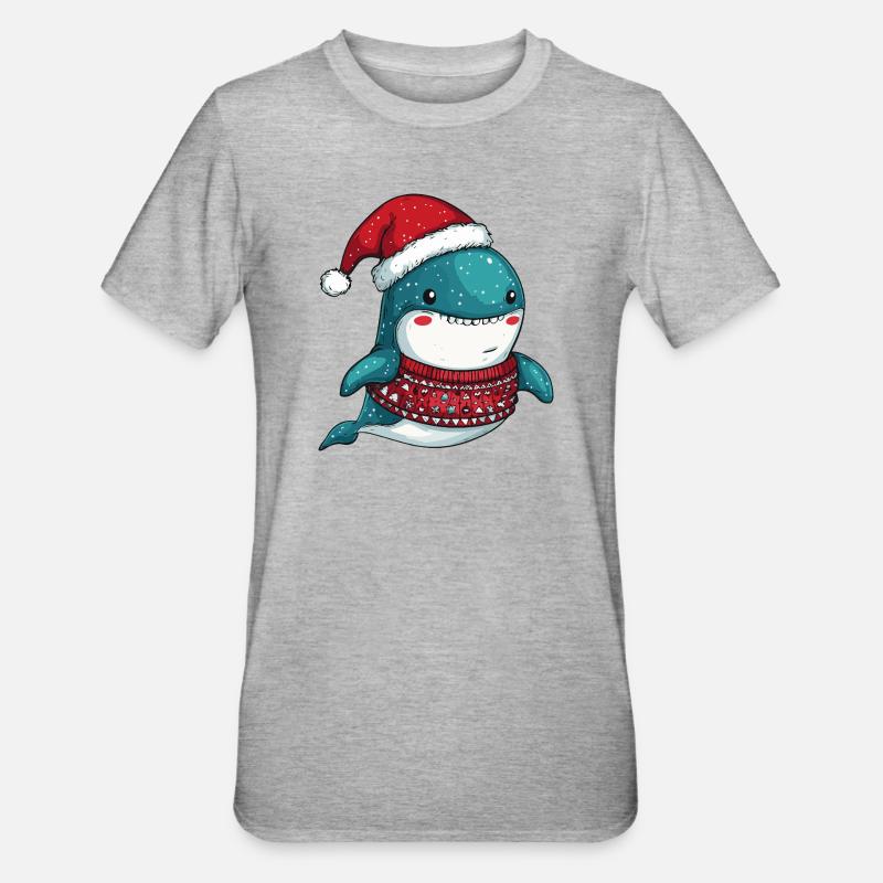 Noël baleine - T-shirt polycoton Unisexe - gris chiné