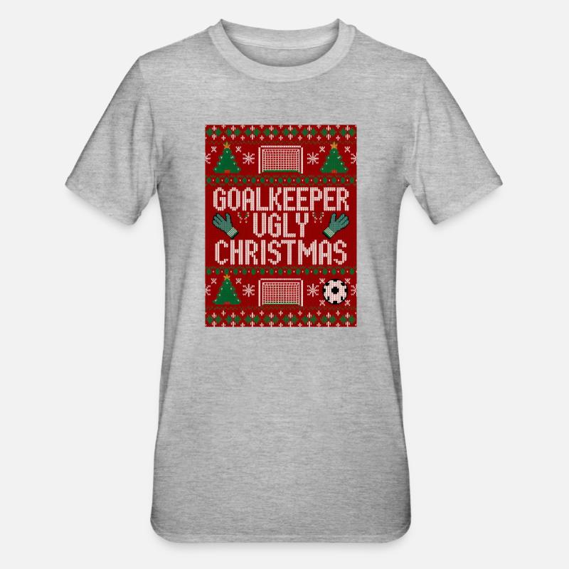 Torwart hässlicher Weihnachtspullover Design - Unisex Polycotton T-Shirt - Grau meliert