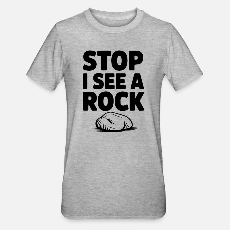 Stopp, ich sehe einen Stein - Unisex Polycotton T-Shirt - Grau meliert
