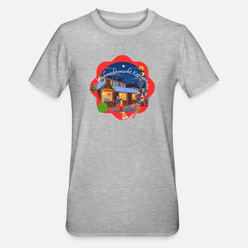 Marché de Noël de Coblence - T-shirt polycoton Unisexe - gris chiné