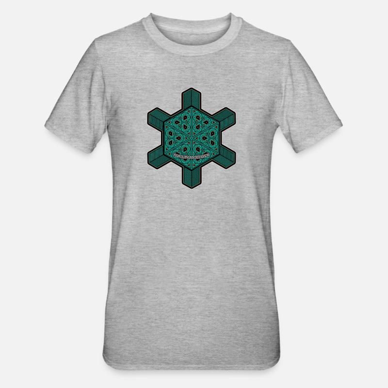 Fraktal Evolution Experience Yoga Meditation Goa - Unisex Polycotton T-Shirt - Grau meliert