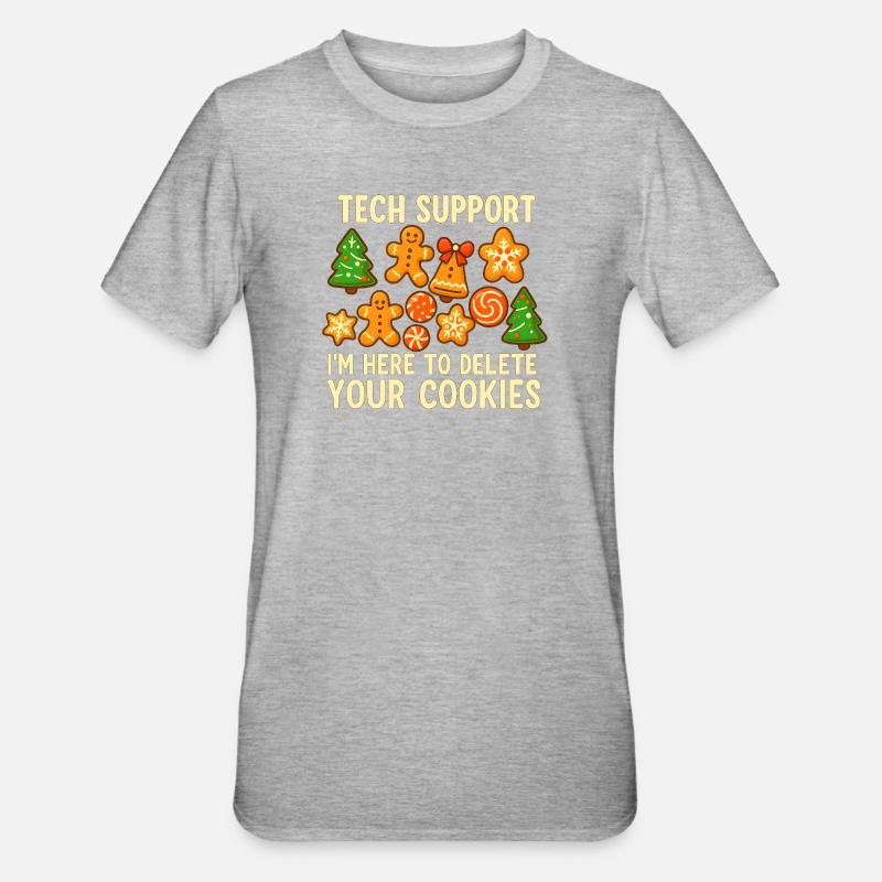Support technique Cookie Noël Mème - T-shirt polycoton Unisexe - gris chiné