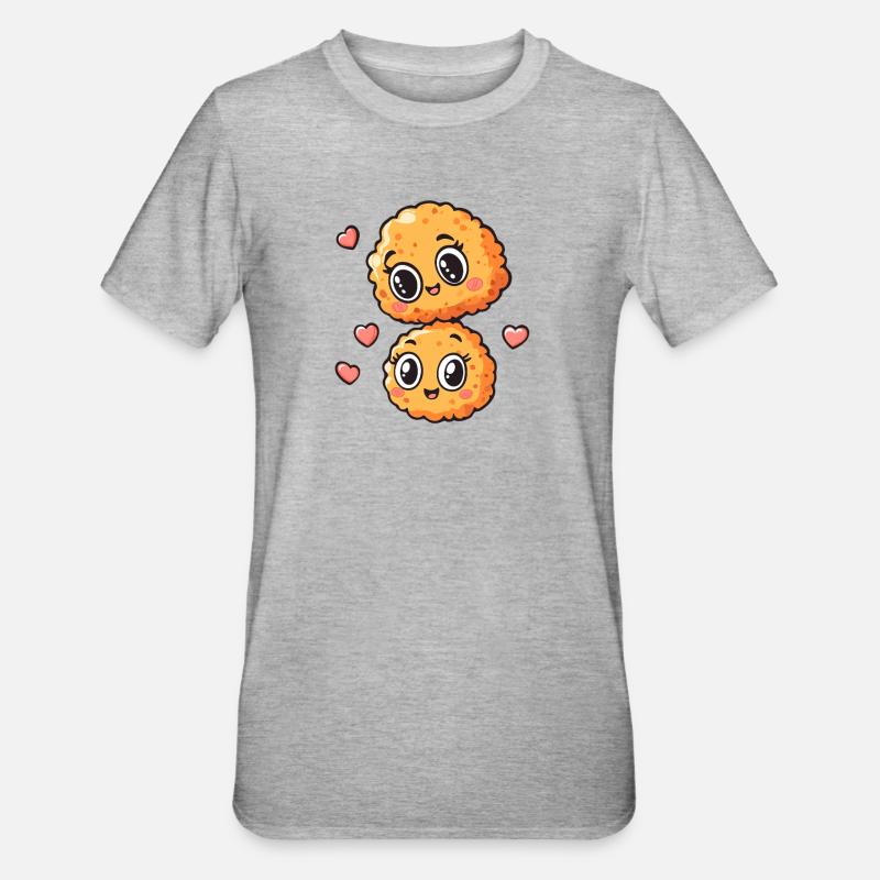 Duo de coeurs de collation câline - T-shirt polycoton Unisexe - gris chiné
