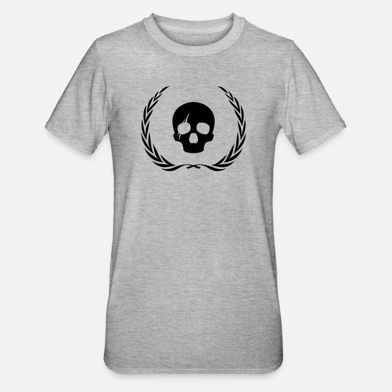 Skeleton Skull Wreath - Unisex Polycotton T-Shirt - heather grey