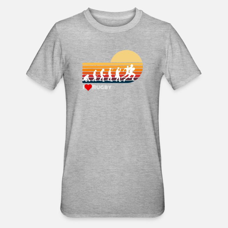 Rugby Retro Evolution Sunset - Unisex Polycotton T-Shirt - heather grey