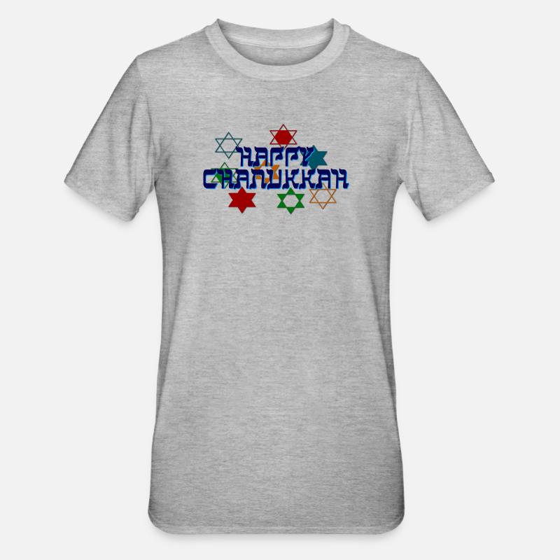 Joyeux Hanoukka - T-shirt polycoton Unisexe - gris chiné