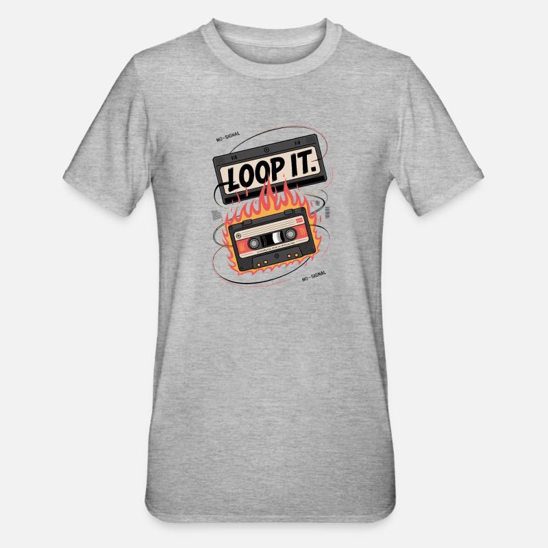 Loop It Flames Cassette - T-shirt polycoton Unisexe - gris chiné
