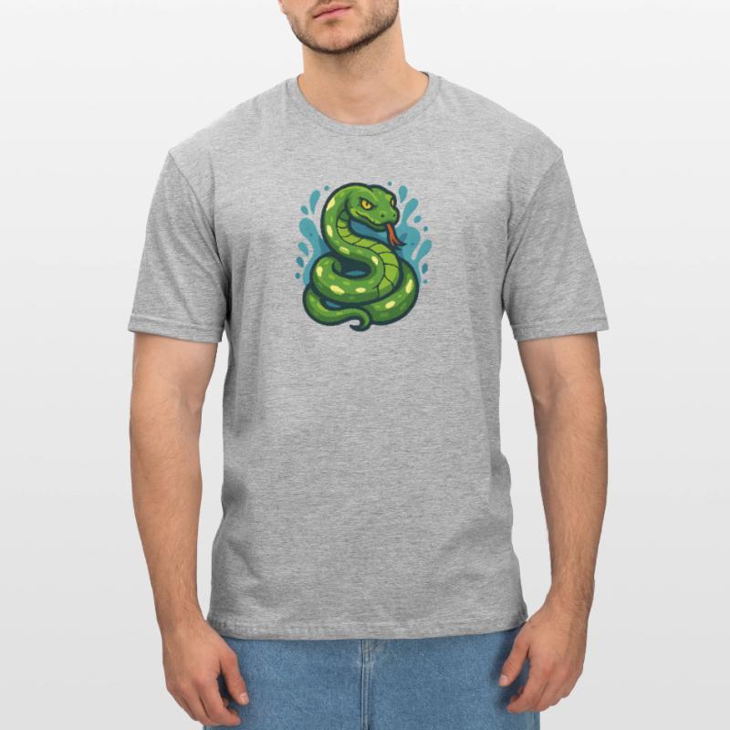 Green Tree Python Snake in Wave Unisex Polycotton T-Shirt