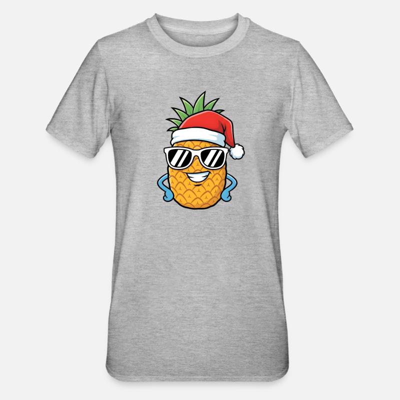 Art de l’ananas de Noël - T-shirt polycoton Unisexe - gris chiné