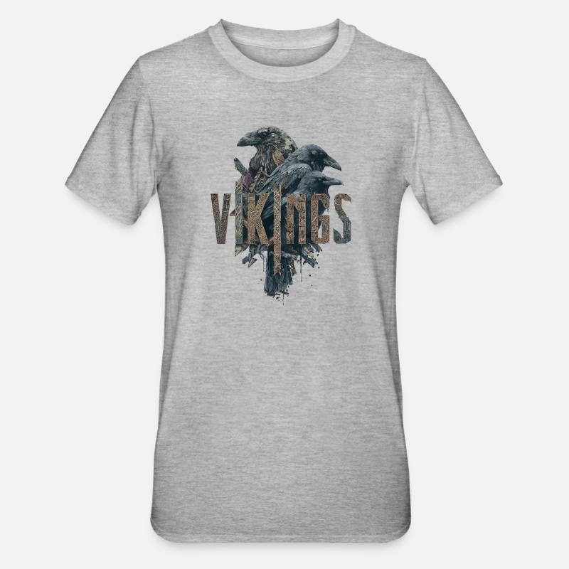 Odin-Corbeaux-Vikings-Épée-Edda - T-shirt polycoton Unisexe - gris chiné