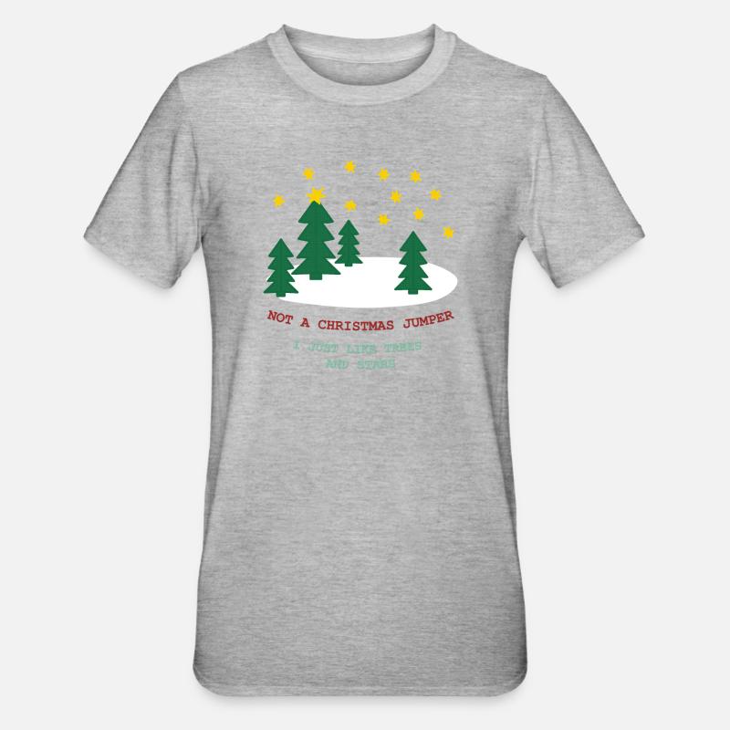 Pas de pull de Noël : sapins et étoiles - T-shirt polycoton Unisexe - gris chiné