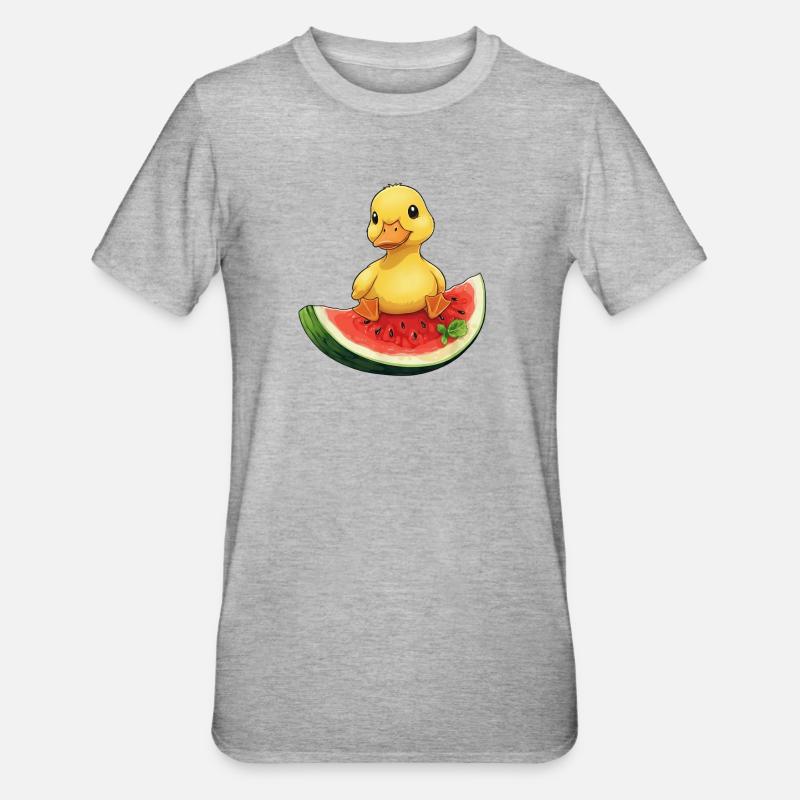 Relaxed summer design with watermelon fruit - Unisex Polycotton T-Shirt - heather grey