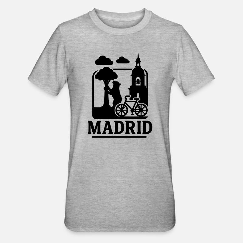 Monuments de Madrid - T-shirt polycoton Unisexe - gris chiné