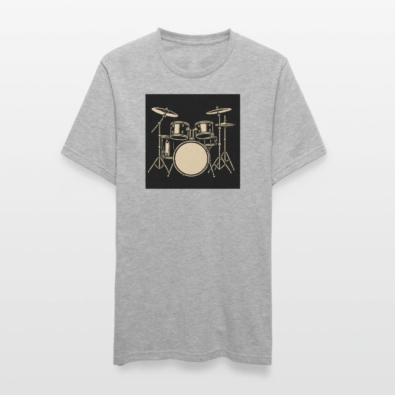 Black Silver Drumset Illustration Unisex Polycotton T-Shirt