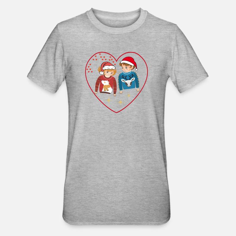 Weihnachtskinder  - Unisex Polycotton T-Shirt - Grau meliert