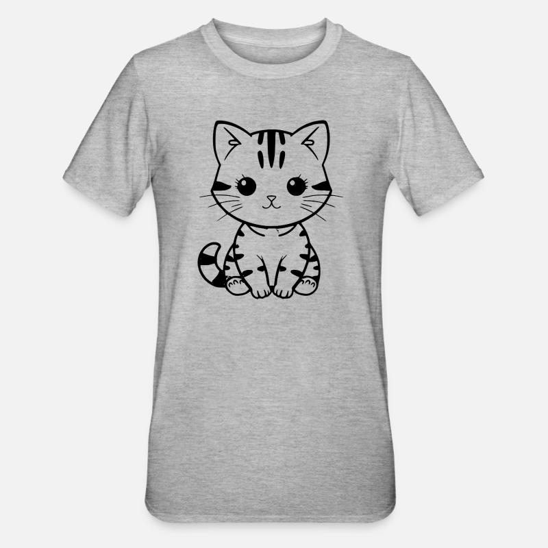 Cadeau de Noël Chat chaton Chat - T-shirt polycoton Unisexe - gris chiné