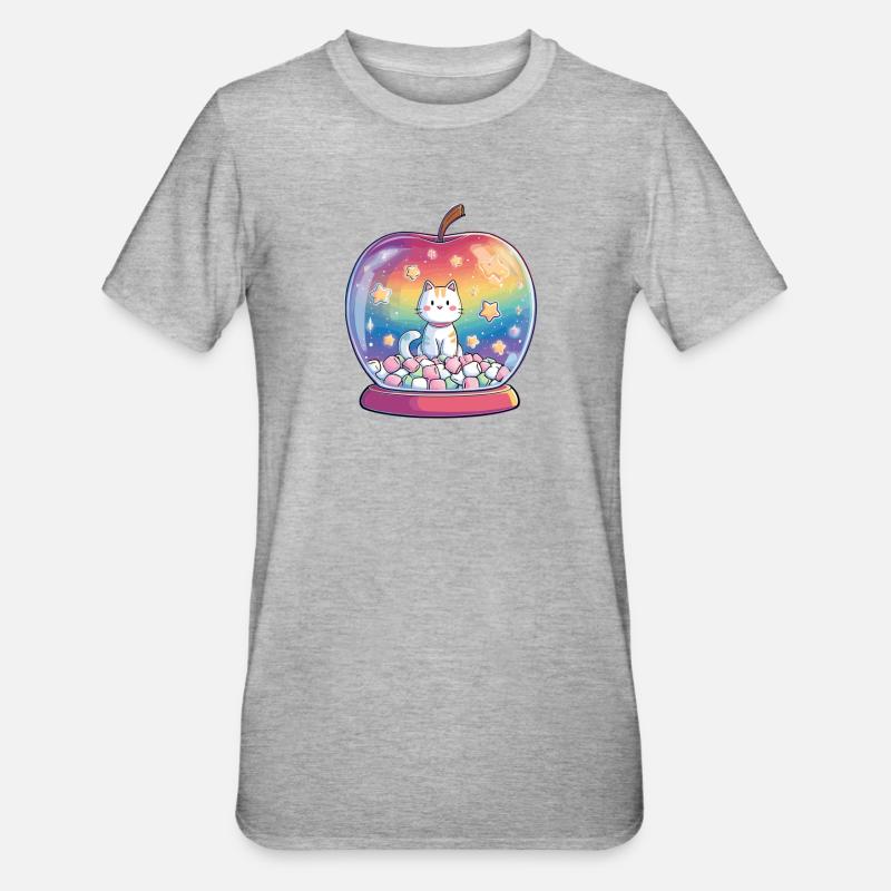 Arc-en-ciel boule de chat - T-shirt polycoton Unisexe - gris chiné