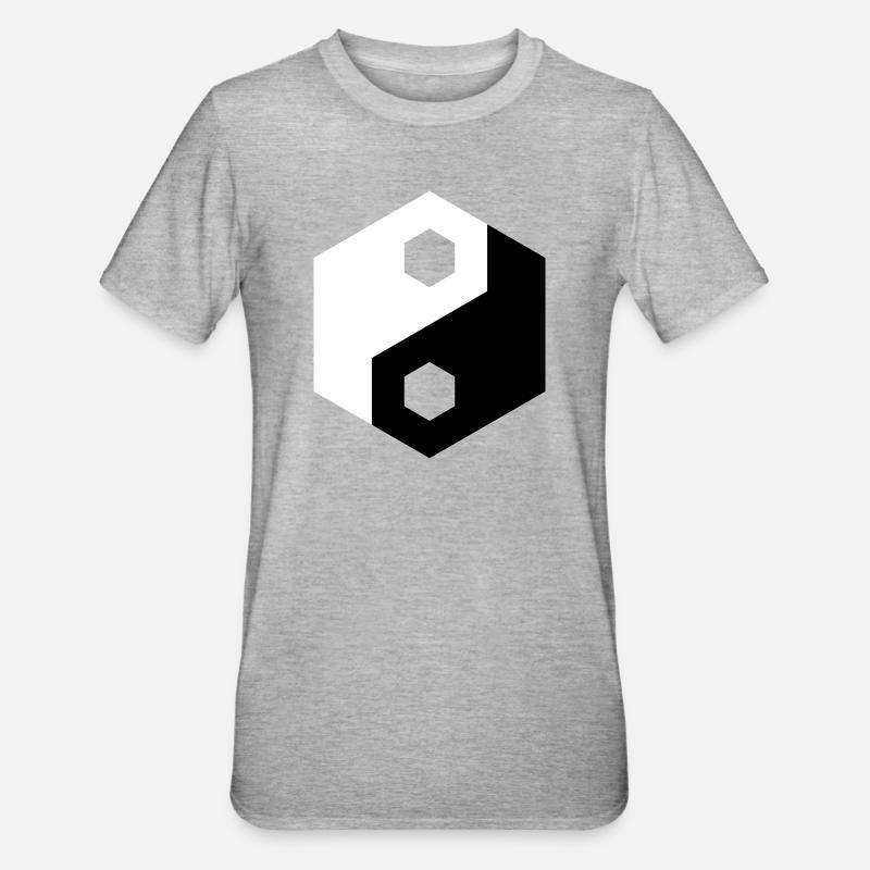 Découpe hexagonale Yin Yang - T-shirt polycoton Unisexe - gris chiné