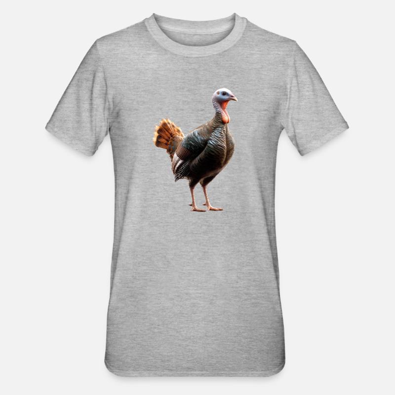 Dinde Poules Oiseaux Dinde - T-shirt polycoton Unisexe - gris chiné