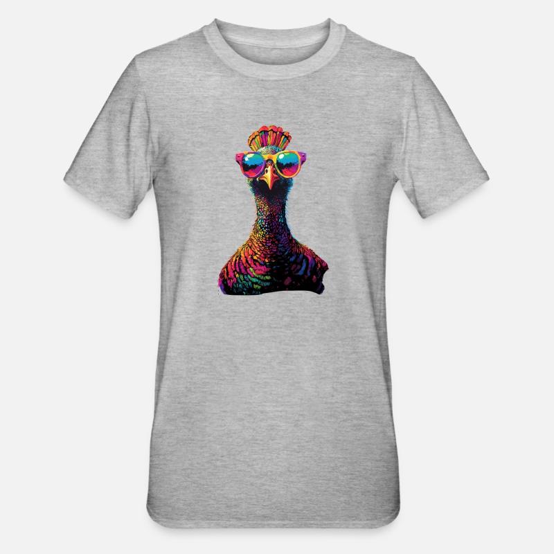 Dinde Poules Oiseaux Dinde - T-shirt polycoton Unisexe - gris chiné